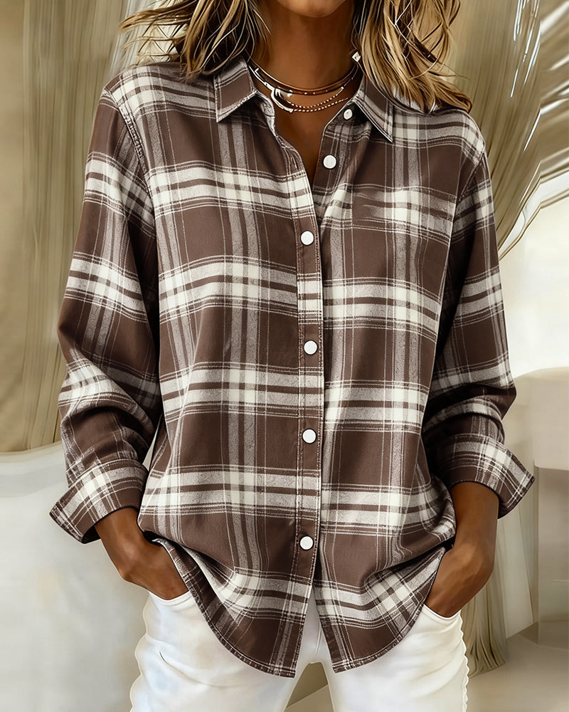MaryAnne® | Shirt with Check Pattern and Notched Collar