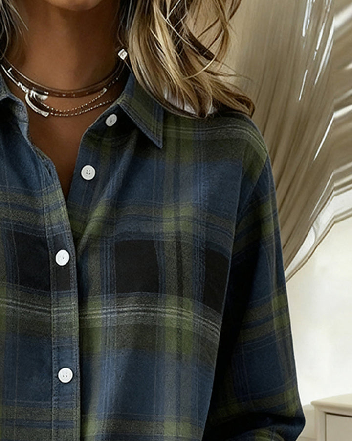 MaryAnne® | Shirt with Check Pattern and Notched Collar