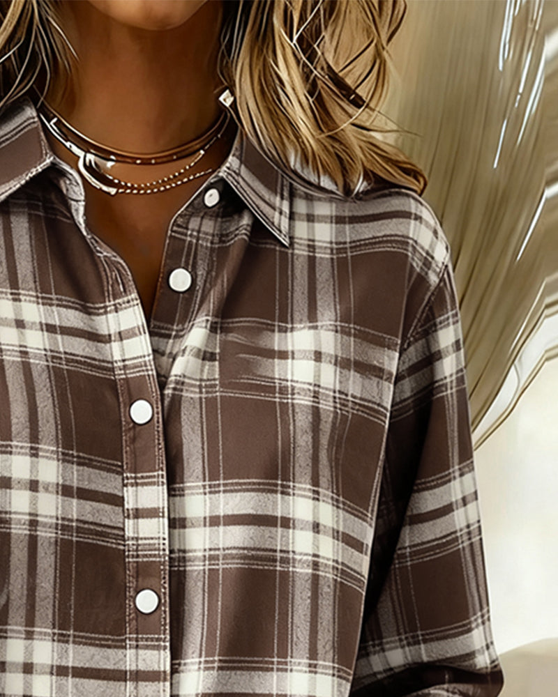 MaryAnne® | Shirt with Check Pattern and Notched Collar