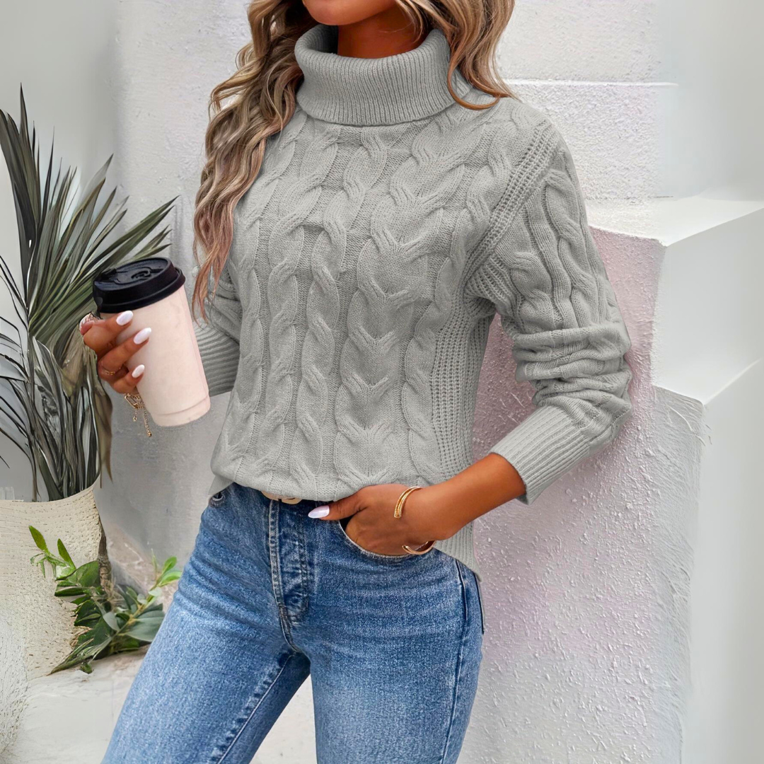 Giorgia | Cable Knit Roll Neck Jumper