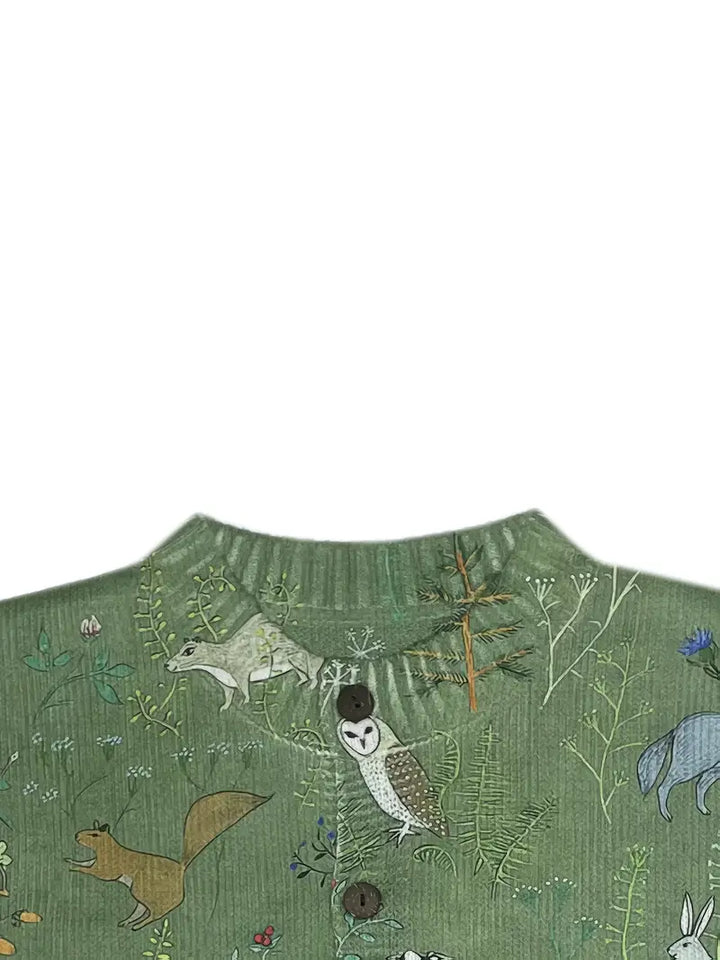 HIYA™ | Cozy Knitted Cardigan with Forest-Inspired Print