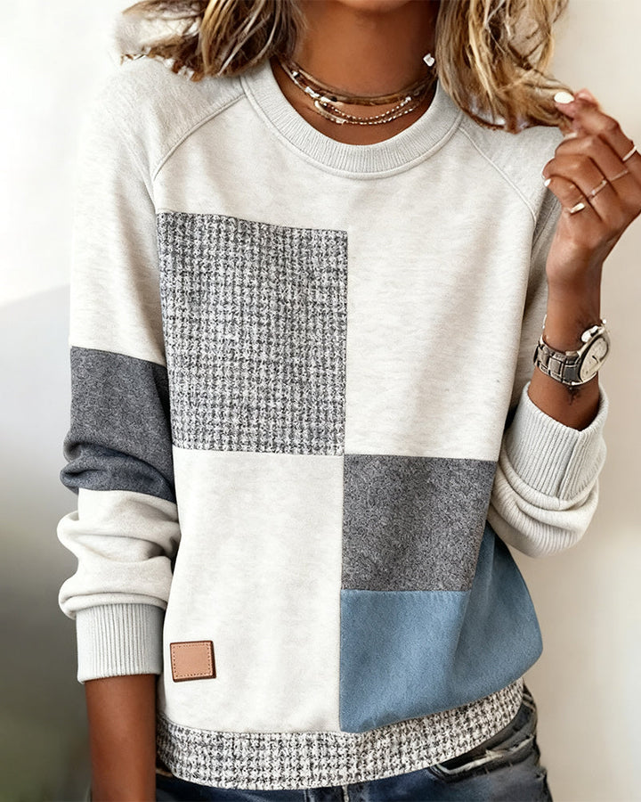 MaryAnne® | Casual Contrast Color Crew Neck Sweatshirt