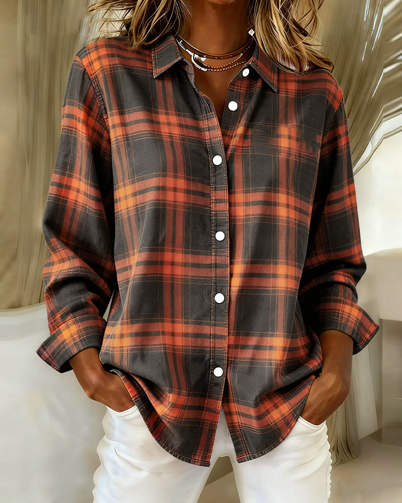 MaryAnne® | Shirt with Check Pattern and Notched Collar