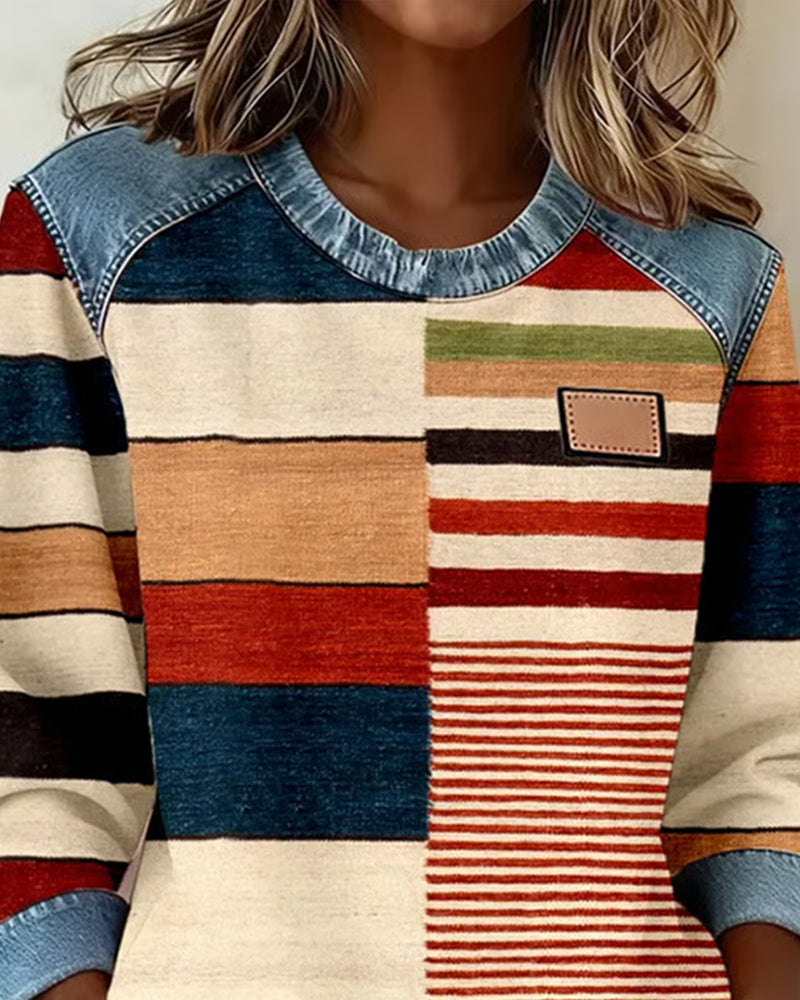 MaryAnne® | Colorful Striped Sweater with Round Neck