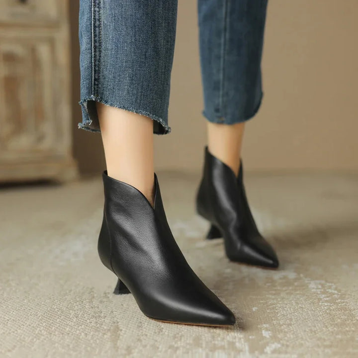 Isla Slim Fit Ankle Boots | Pointed Toe V-Cut Ankle Boots