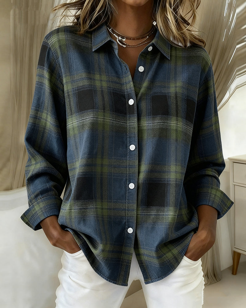 MaryAnne® | Shirt with Check Pattern and Notched Collar
