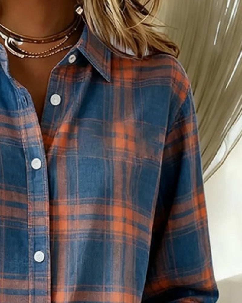 MaryAnne® | Shirt with Check Pattern and Notched Collar
